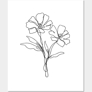 Wildflower Line Art | Floral Botanical Minimalist Lineart Posters and Art